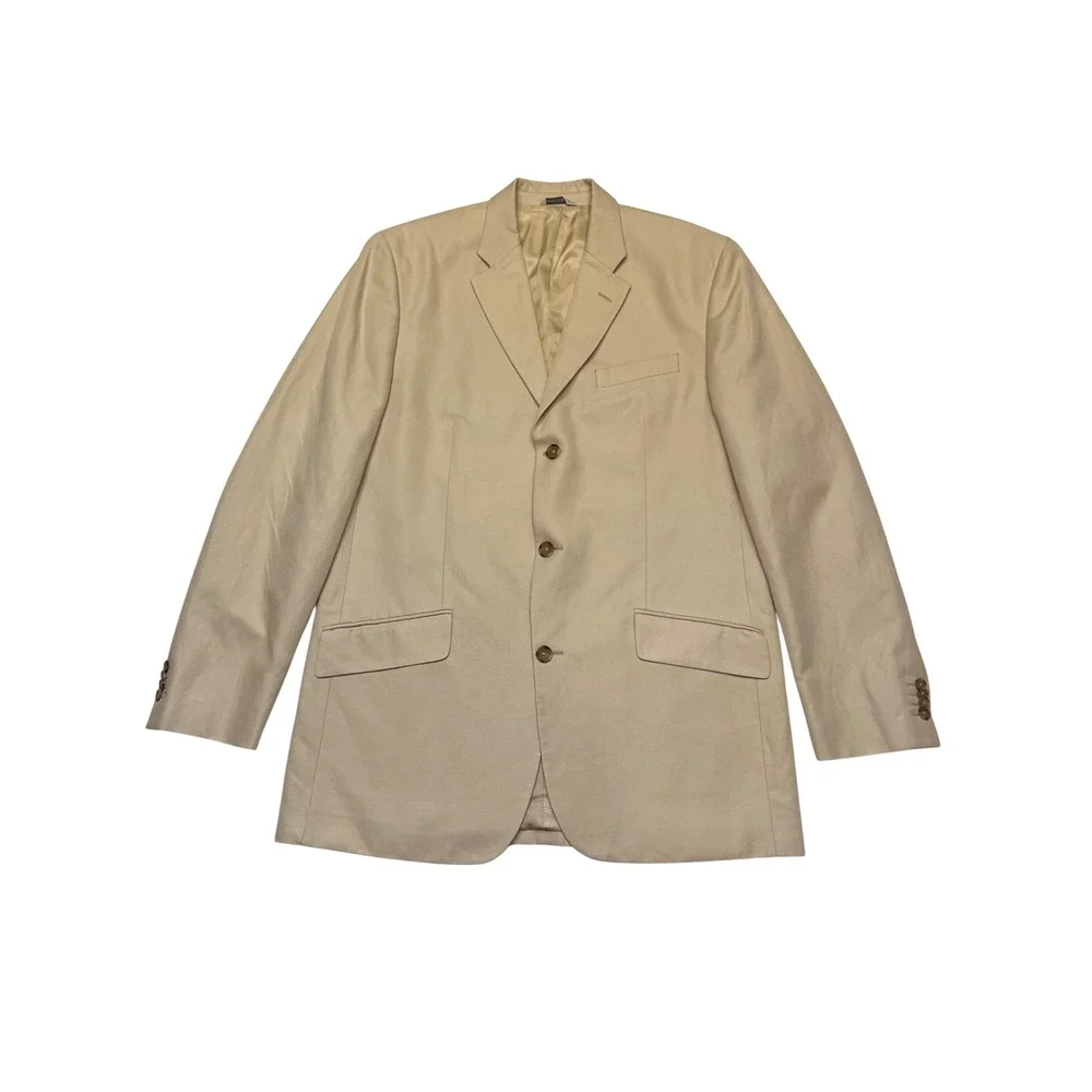 Banana Republic Tan Khaki Cotton Linen Quiet Luxury Blazer Sport Coat Jacket 44L